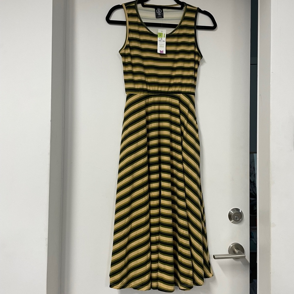 Agnes & Dora Angelou Dress Olive Tan Striped Suede